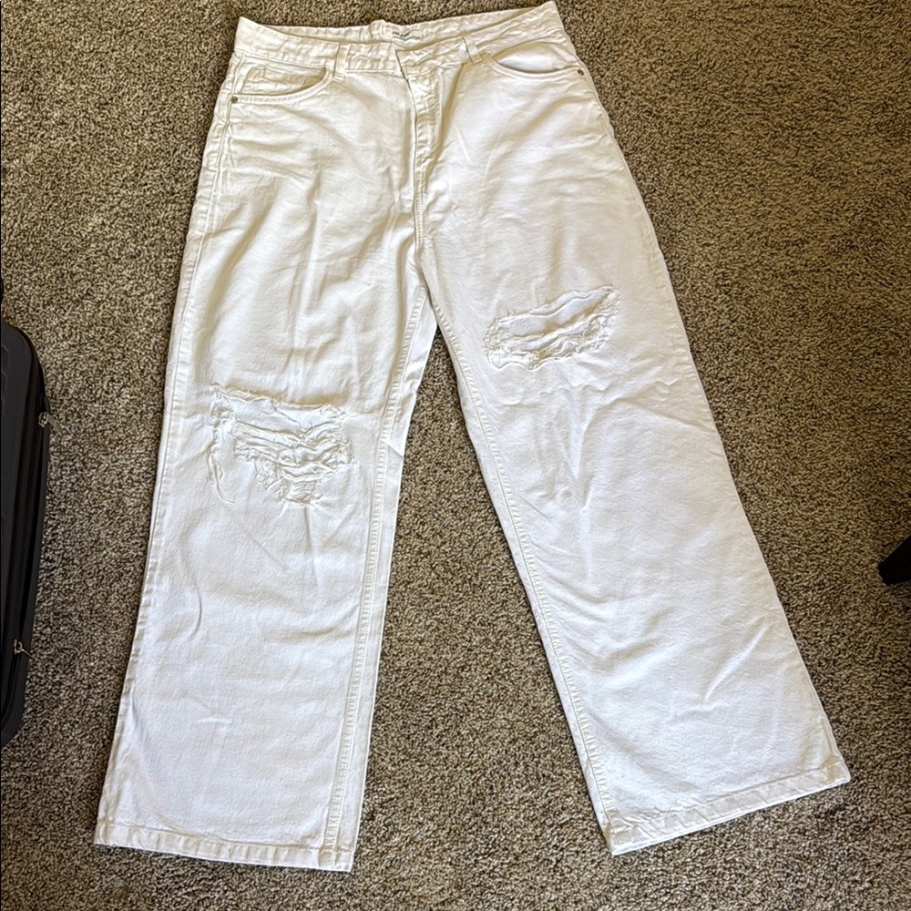 Freakyflax White Flare Wide Leg Jeans